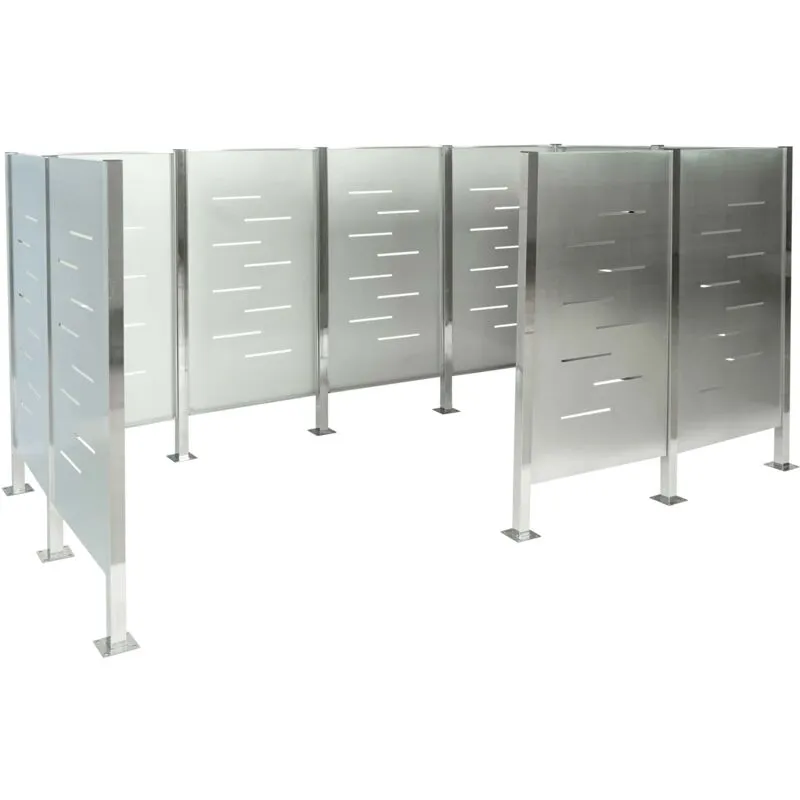  - Recinzione fendivista bidoni box spazzatura rifiuti 284 166x326x151cm acciaio inox - grey