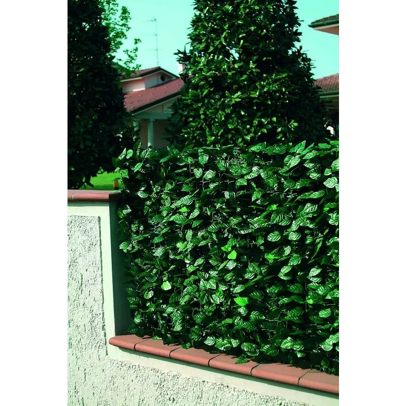 Garden Friend - Recinzione in Pvc con foglie Lauro e Rete ombreggiante 1x3 m
