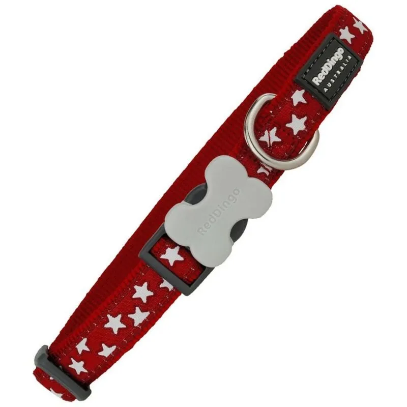 Collare per dog rosso dingo stile stelle rosse (2 x 31-47 cm)