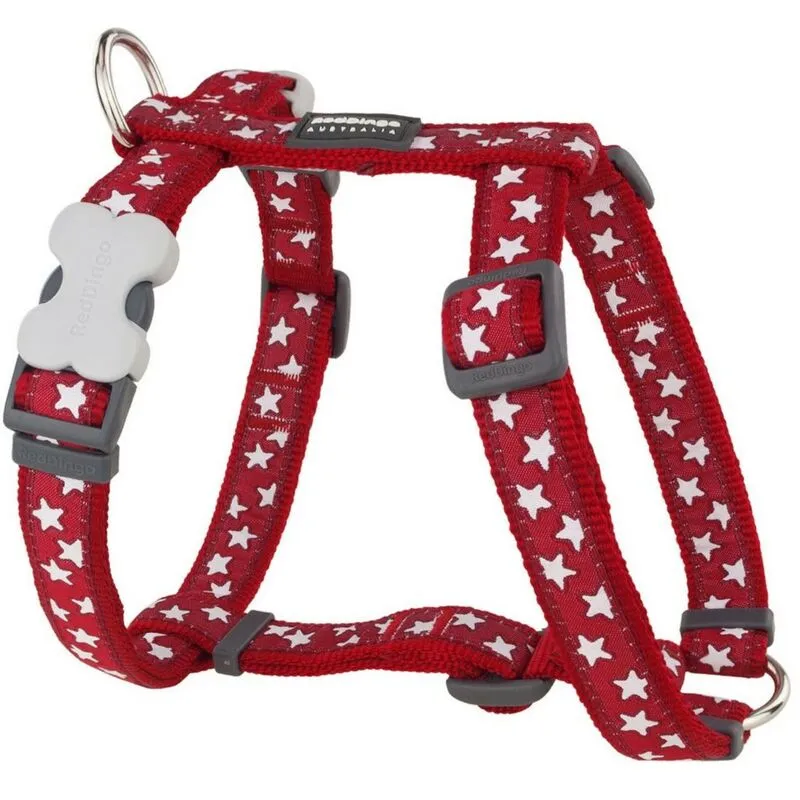 Pettorina per dog rosso dingo rosso star white 37-61 cm