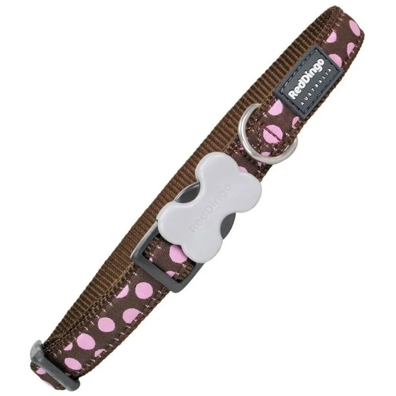 Collare per dog rosso dingo stile rosa a pois (2 x 31-47 cm)