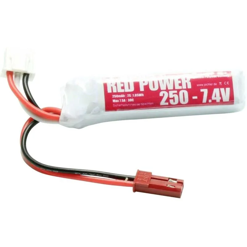 Batteria ricaricabile LiPo 7.4 v 250 mAh Softcase jst - Red Power