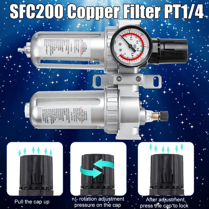 Regolatore della trappola del separatore dell'acqua dell'olio SFC200 Filtro dell'aerografo Regolatore della pressione del compressore d'aria