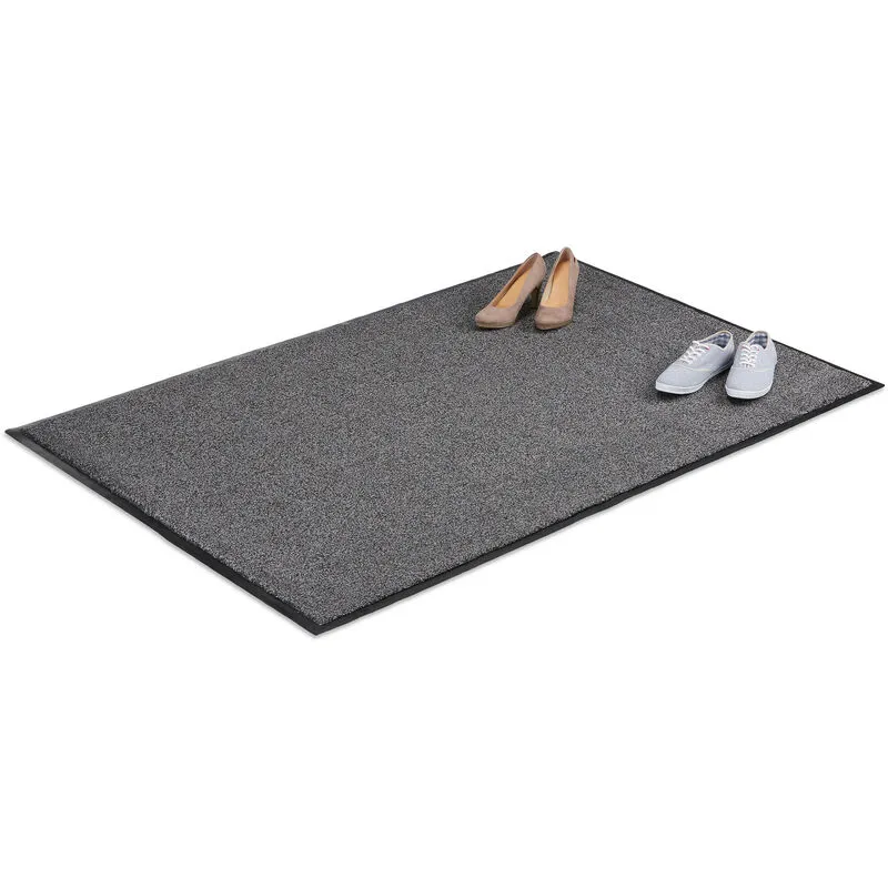 Relaxdays - 10021902760 Zerbino Asciugapassi, Tappeto da Ingresso, per Interni, Grande, Sottile, Nero-Grigio, 120 x 180 cm