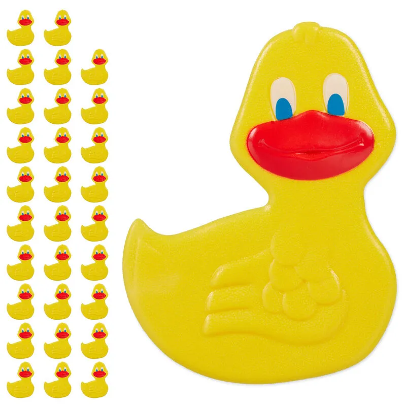 Set 30 Sticker a Anatra, Adesivi Antiscivolo Doccia, Pad per Vasca da Bagno per Bambini, con Ventose, Giallo