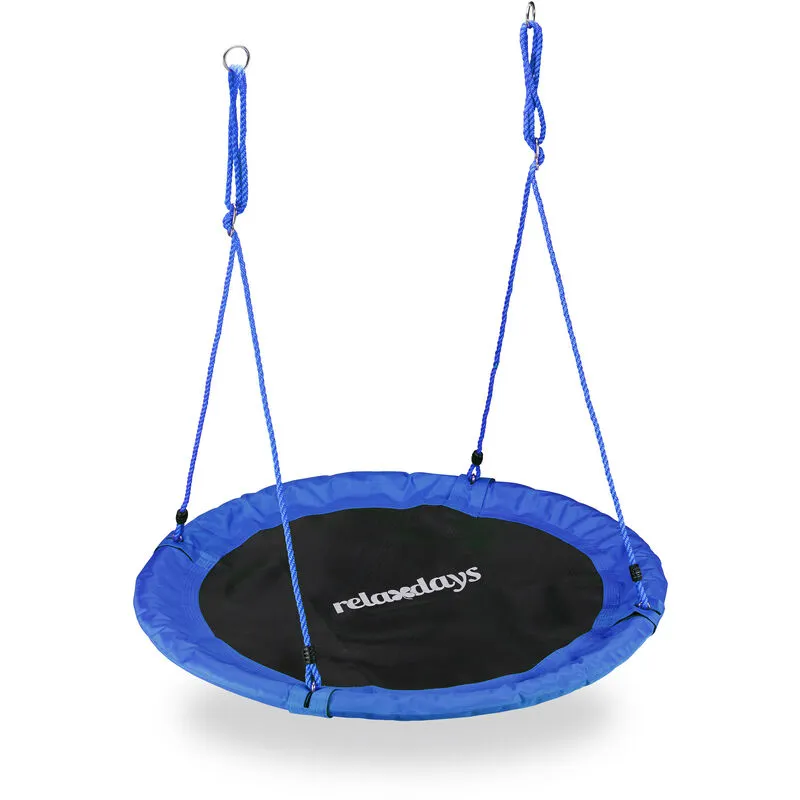 Altalena da Giardino a Nido, Dondolo per Bambini e Adulti, Regolabile, ø 110 cm, Portata Max. 100 kg, Blu - Relaxdays