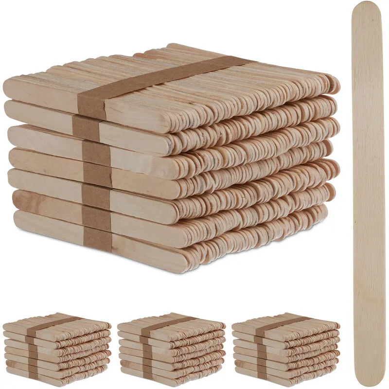 Relaxdays - Set da 2000 Bastoncini di Legno, Legnetti dei Ghiaccioli per diy, Bricolage, Dolci, HxL 11,5 x 1 cm, naturale