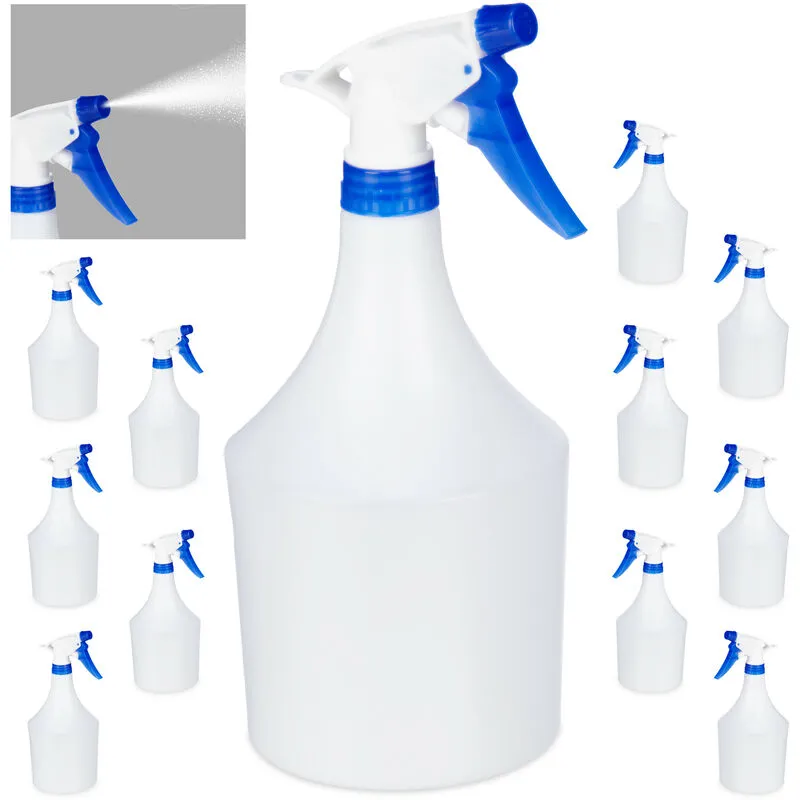 12x Bottiglie Spray, Set, Erogazione Regolabile, 1 Litro, Vaporizzatore, Nebulizzatore Piante, Blu