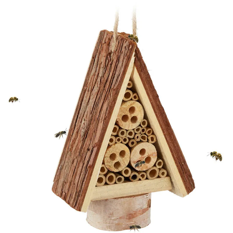 Relaxdays - Casetta per Insetti, Alveare per Api, Coccinelle & Vespe, Giardino & Balcone, Bee Hotel per Esterno, Naturale