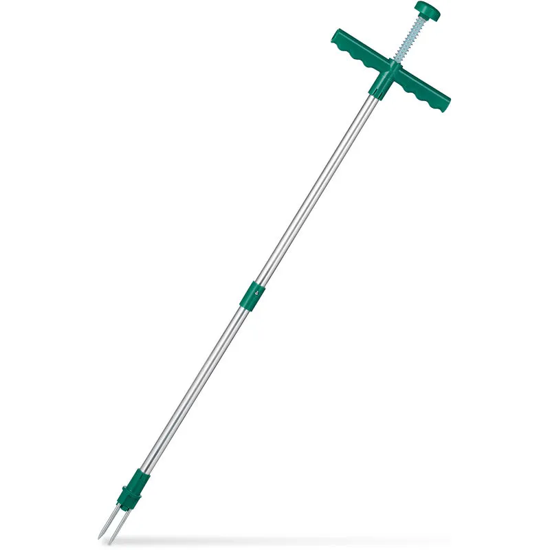 Estirpatore, Sarchiatore Manuale con Artigli in Acciaio a Molla, per Rimuovere le Erbacce, l 100 cm, verde - Relaxdays