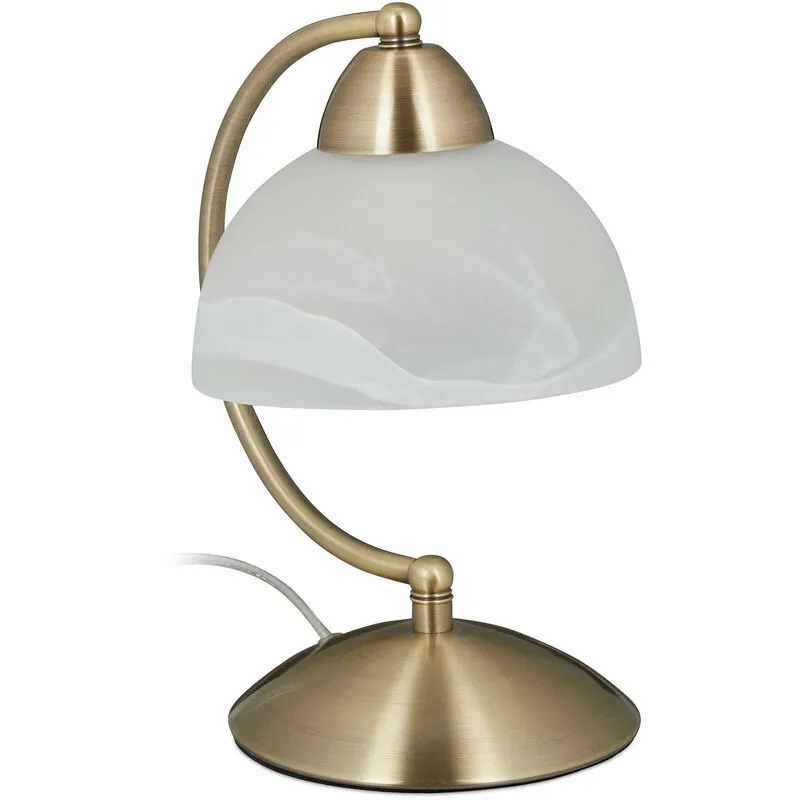 Lampada da Tavolo Vintage, Funzione Touch, Vetro & Ferro, Regolabile, E14, 230V, 25x15x19 cm, Oro - Relaxdays
