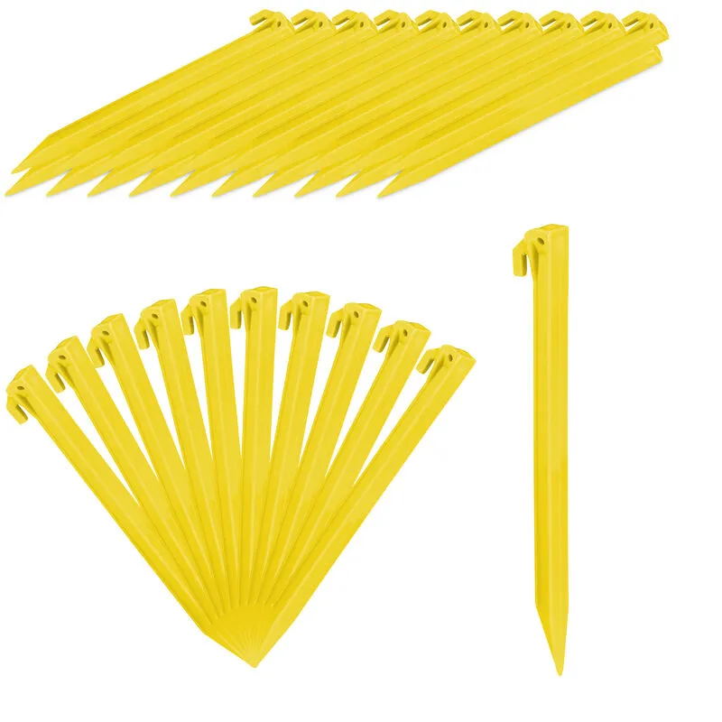 Picchetti, Set 32 Punteruoli, per Terreni Sabbiosi e Soffici, Chiodi 31 cm ca. di Lunghezza, Plastica, giallo - Relaxdays