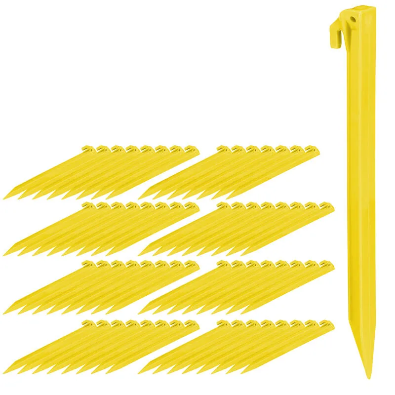 Relaxdays - Picchetti, Set 64 Punteruoli, per Terreni Sabbiosi & Soffici, Chiodi 31 cm ca. di Lunghezza, Plastica, giallo