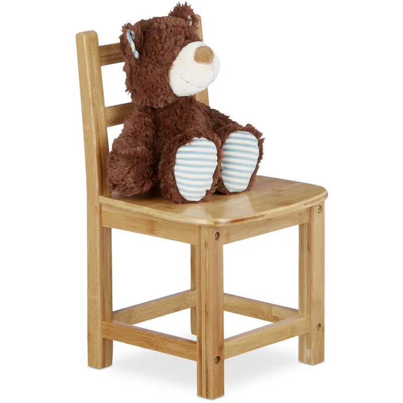 Sedia per Bambini rustico, Bambù, Cameretta, Bimbi e Bimbe, HxLxP 50x28,5x28 cm, Marrone - Relaxdays