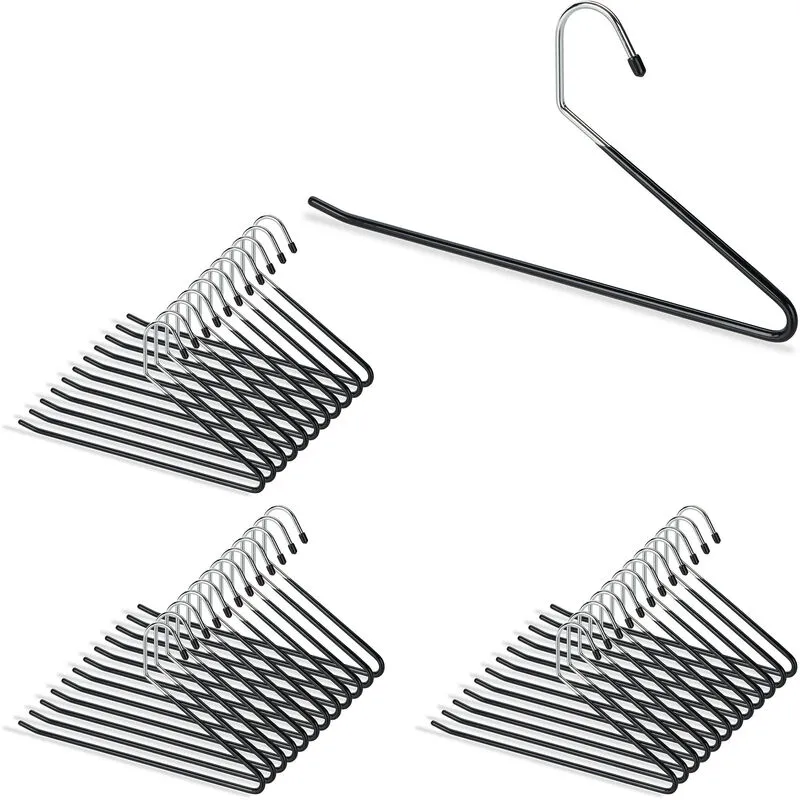 Set 36x grucce appendiabiti per pantaloni antiscivolo, gommate in metallo, salvaspazio, 35 cm, nero