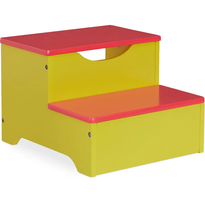 Sgabello per Bambini, per Cameretta, Bagno, Cucina, 2 Scalini, Realizzato in mdf, hlp: 25x33x36 cm, Lilla/Rosa - Relaxdays