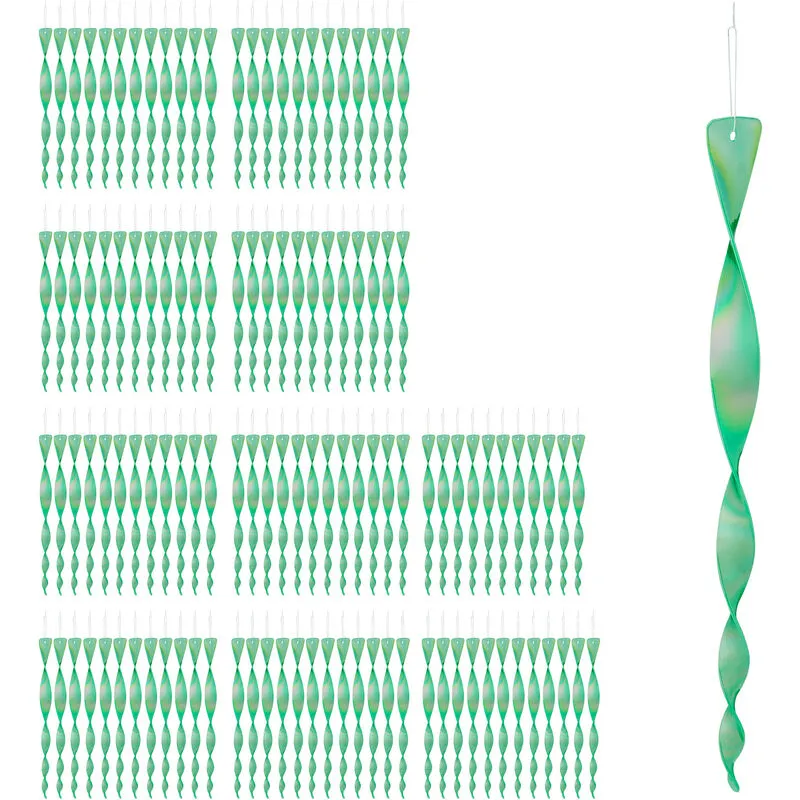Relaxdays - 120x Set Spaventapasseri a Spirale, Riflettente, Balcone & Giardino, 40 cm, Allontana Piccioni, Verde