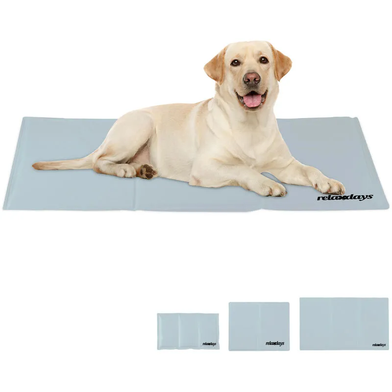 Tappetino Rinfrescante per Cani, Autorefrigerante, Lavabile, Gel, Materassino per Gatti, 60x100 cm, Grigio - Relaxdays