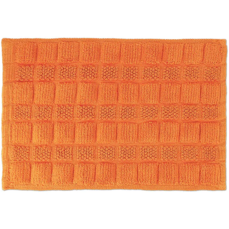 Tappeto da Bagno in Cotone, 60x40 cm, Antiscivolo, Lavabile, Tappetino Doccia e Vasca, Rettangolare, Arancione - Relaxdays