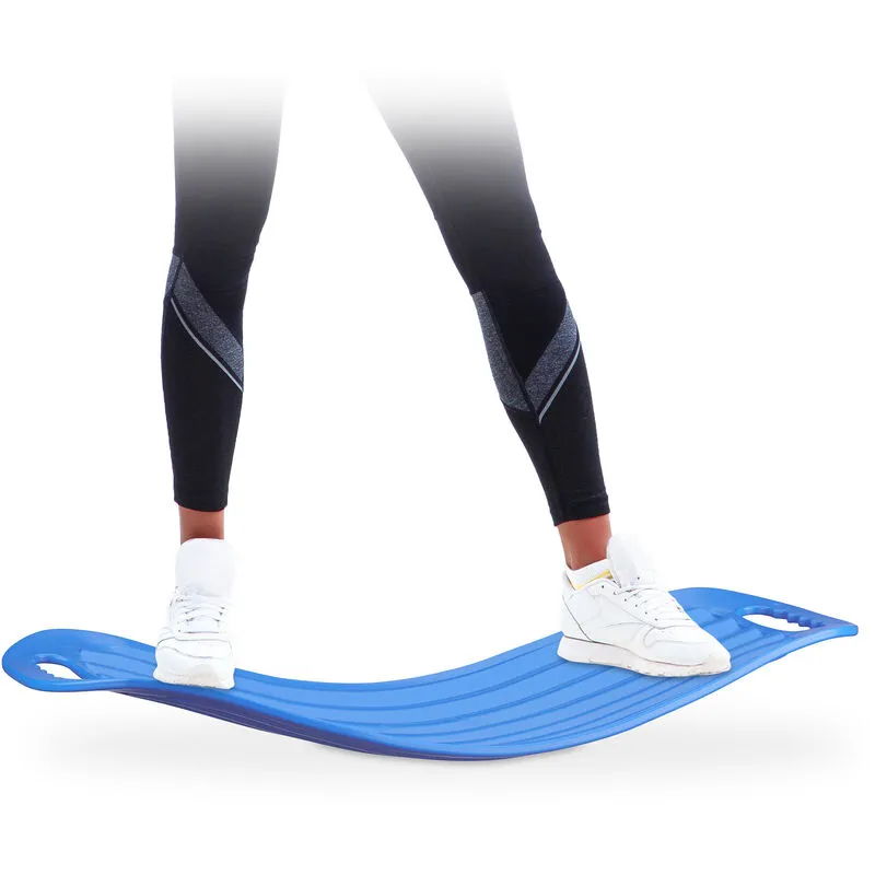Tavoletta propriocettiva, balance board allenamento total body tavola xl resistente fino a 150 kg blu - Relaxdays