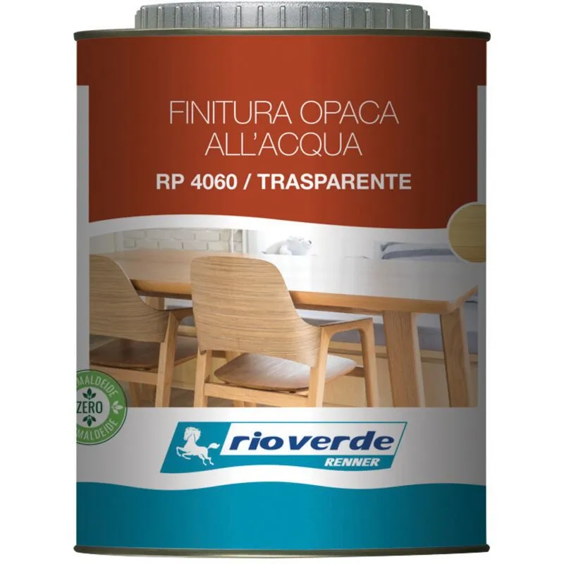 Rioverde rp 4060 / trasparente finitura opaca all'acqua 750 ml per legno resa 10 mq/l per applicazione a pennello o spruzzo