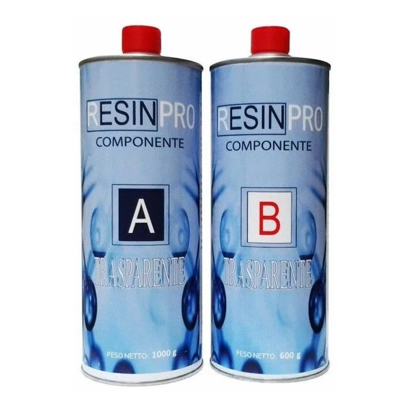 Resina epossidica trasparente per colata manufatti e tavoli in legno 1,6 kg