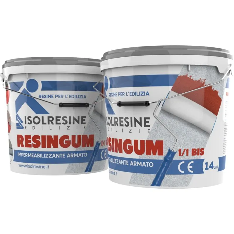 Resingum 1 bis - resina acrilpoliuretanica per la protezione di strutture in calcestruzzo base acqua bianco 14 lt - isolresine