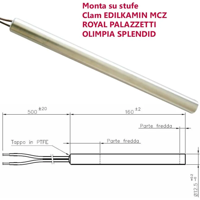 Universale - Resistenza Candeletta Stufa a Pellet 12,5mm 350W 160mm Clam edilkamin mcz royal