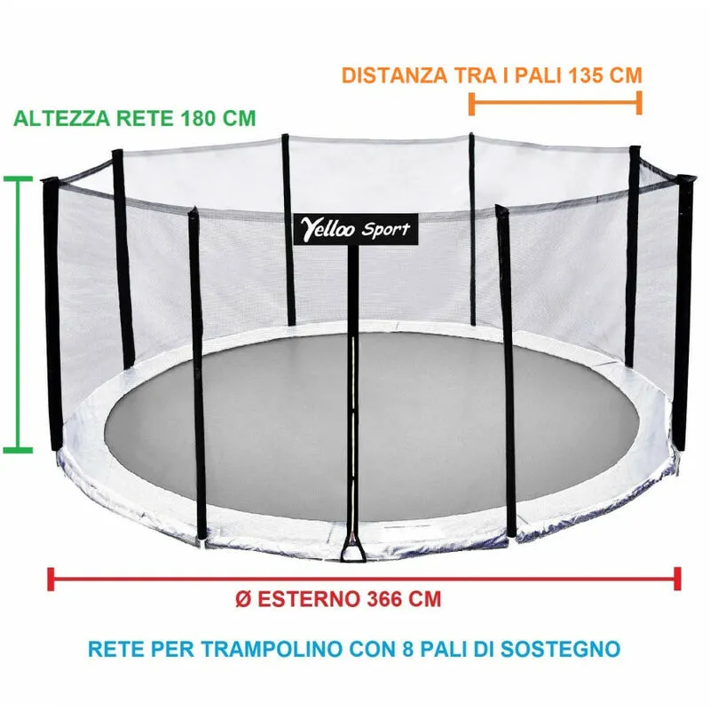 Rete di sicurezza esterna trampolino diametro 366 cm Certificato ce tuv gs