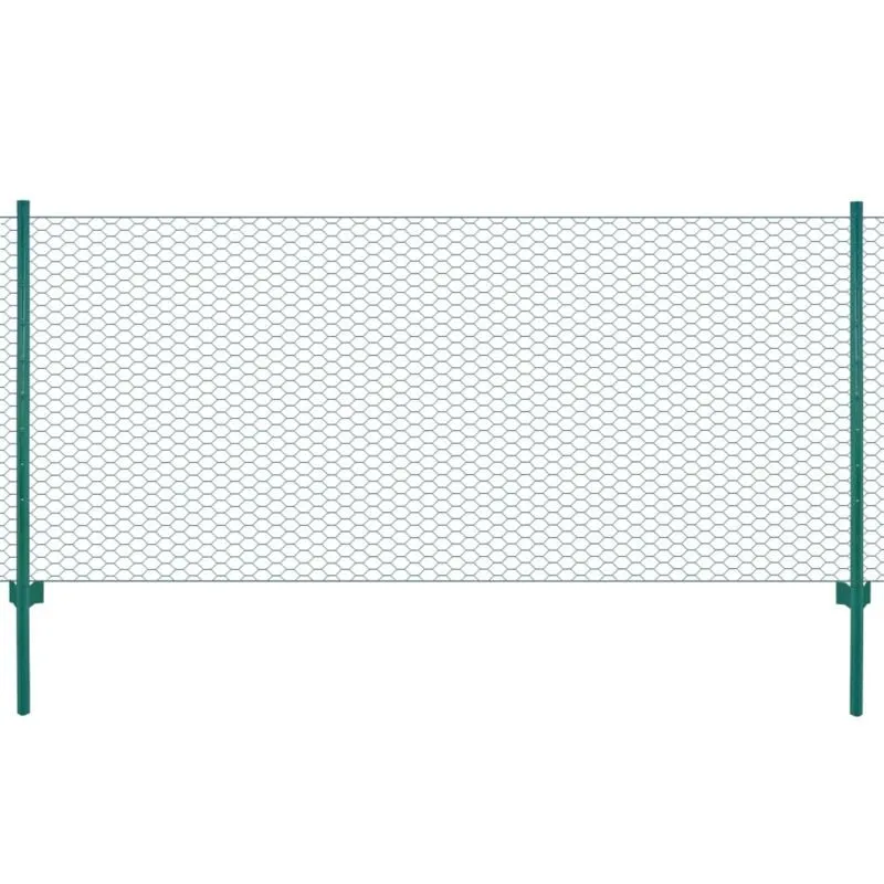 Vidaxl - Rete per Recinzione con Pali in Acciaio 25x1 m Verde 341696