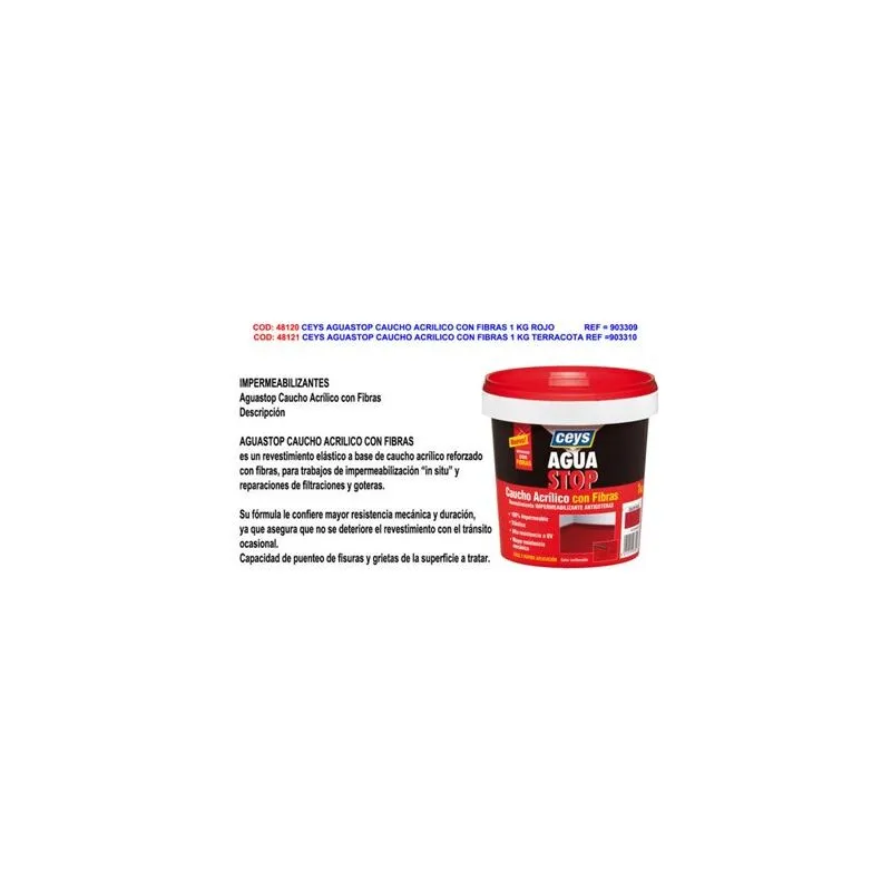 Aguastop Gomma Acrilica con Fibre 1 kg Rosso - Ceys