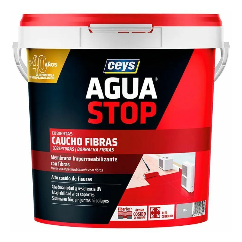 Impermeabilizzante in Gomma con Fibre  Aguastop Grigio Alta Resistenza 5kg 903303