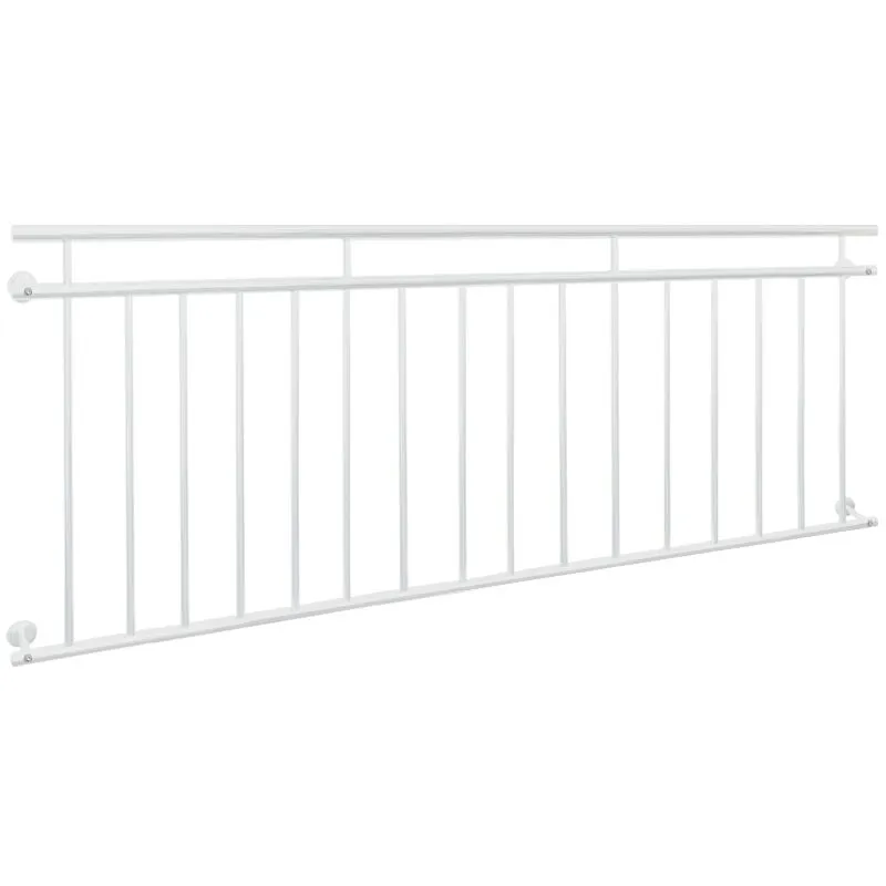 Ringhiera Balcone Francese 90 x 225 cm Bianco Opaco in Acciaio Verniciato a Polvere Supporto Protezione Finestre Griglia Parapetto Balaustra