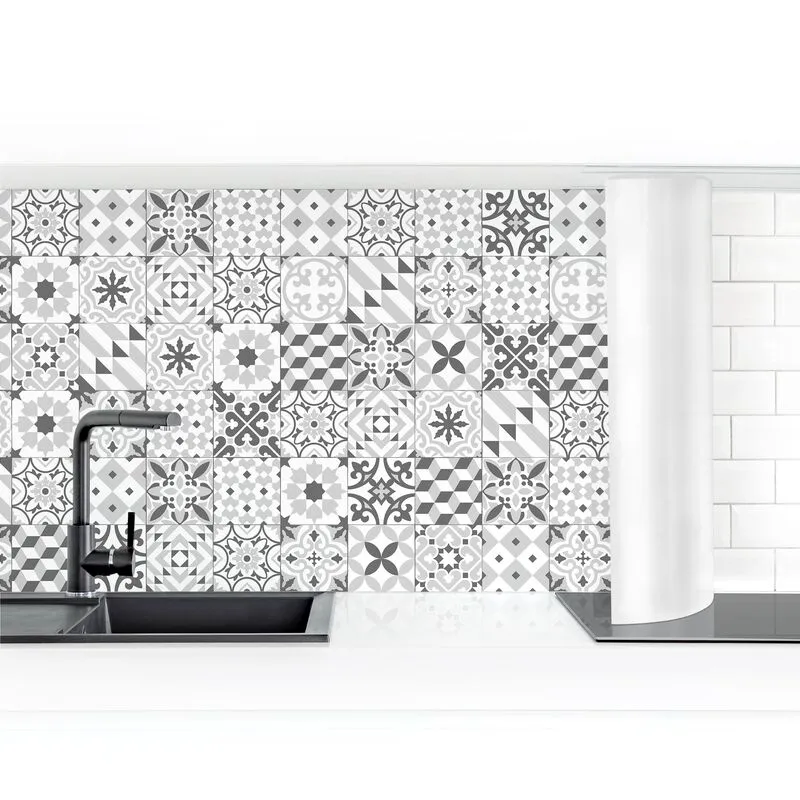 Rivestimento cucina - Geometric Tiles Micm x Gray Dimensione HxL: 80cm x 400cm Materiale: Smart