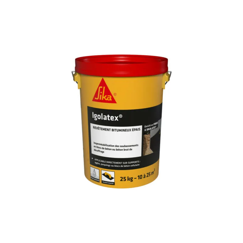 Sika - Rivestimento impermeabilizzante bituminoso per sottofondi stradali Igolatex - Nero - 25kg - Noir