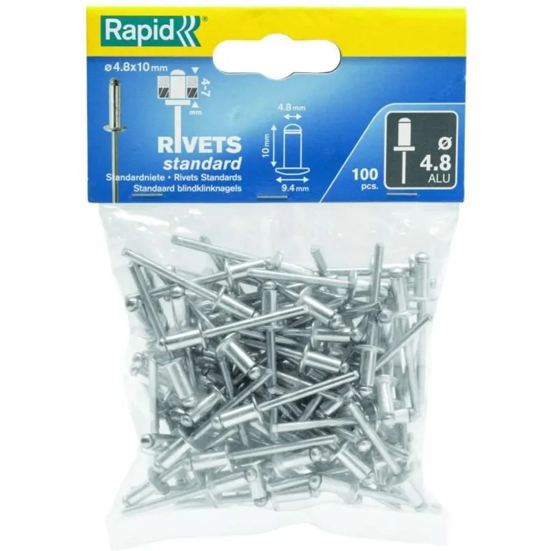  - Rivetti ø 4.8 x 10 mm Alluminio 100 Pezzi