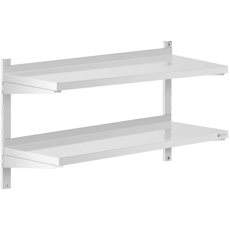 Mensola In Acciaio Inox Doppia Per Cucina 2 Ripiani Scaffale a Parete 100 x 40cm