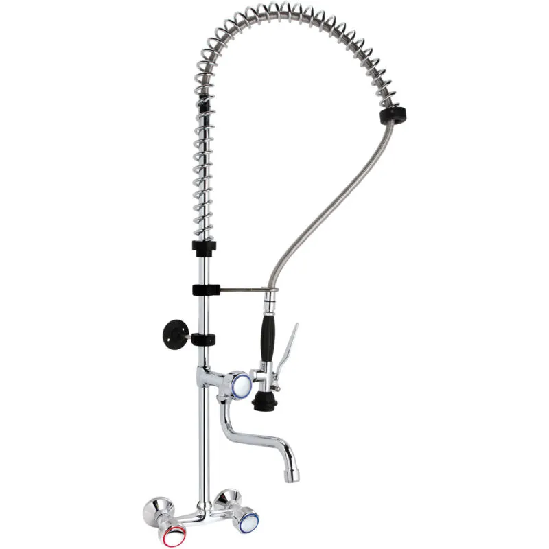 Rubinetto da cucina con bocca e doccia per montaggio a parete, altezza 101 cm - Hendi 810293