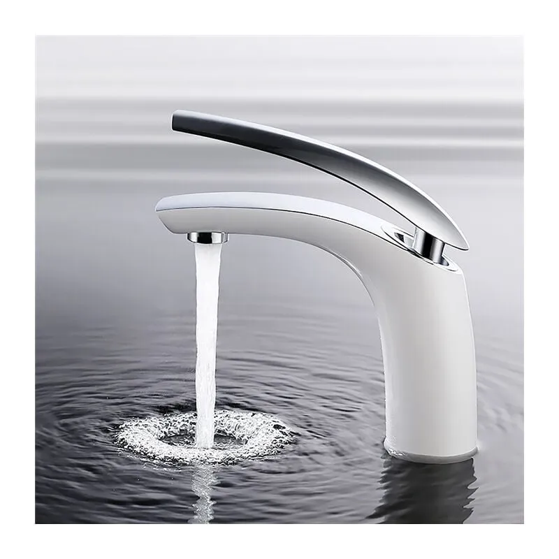 Rubinetto Lavabo bagno monocomando bianco cromo