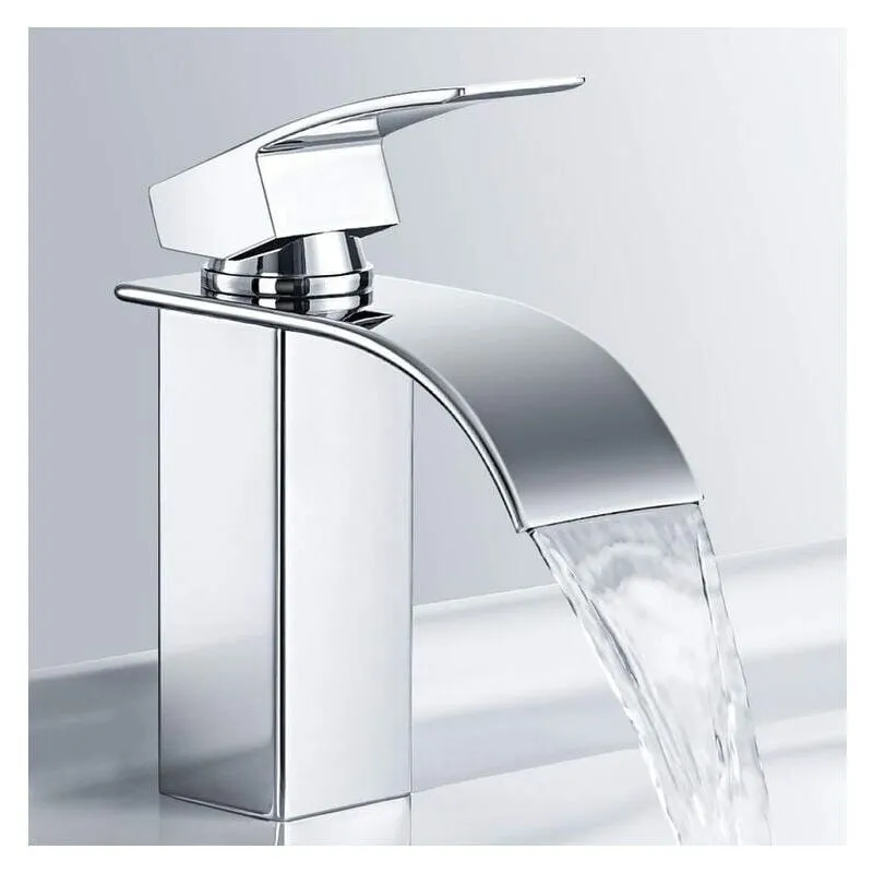 Ugreat - Rubinetto per lavabo a cascata Rubinetto per bagno in acciaio inossidabile Rubinetto per lavabo cromato Design elegante