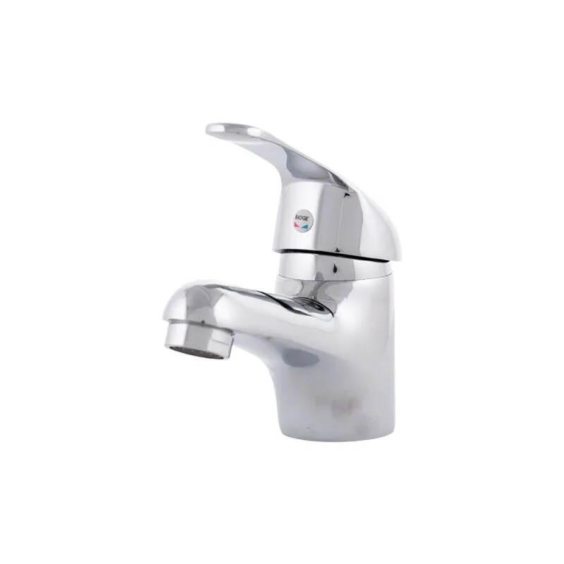 Rubinetto per lavabo Lega di zinco, cromato, acqua calda e fredda, tubi flessibili, beccuccio basso, maniglia singola [QLI-FA-55