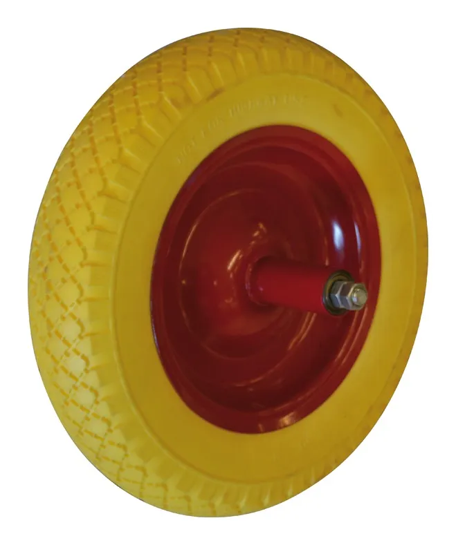 Ruota piena gialla per carriola Maurer asse 200- silicone