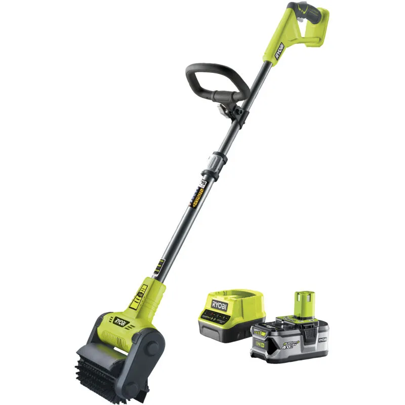 RYOBI Nettoyeur de sol sans fil à batterie 18V ONE+™pour terrasse bois et carrelage avec 1 batterie 40Ah & chargeur RY18PCB140