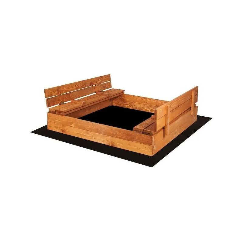 Sabbiera con panchina 120x120 cm Rivestimento in legno impregnato Sabbiera Parco giochi - Springos