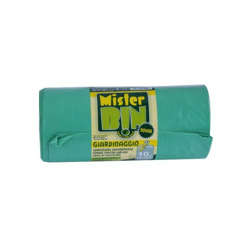 Cfadda - Sacco Giard.Legacci Verde 95X110 G100 Pz 10 Mr.Bin