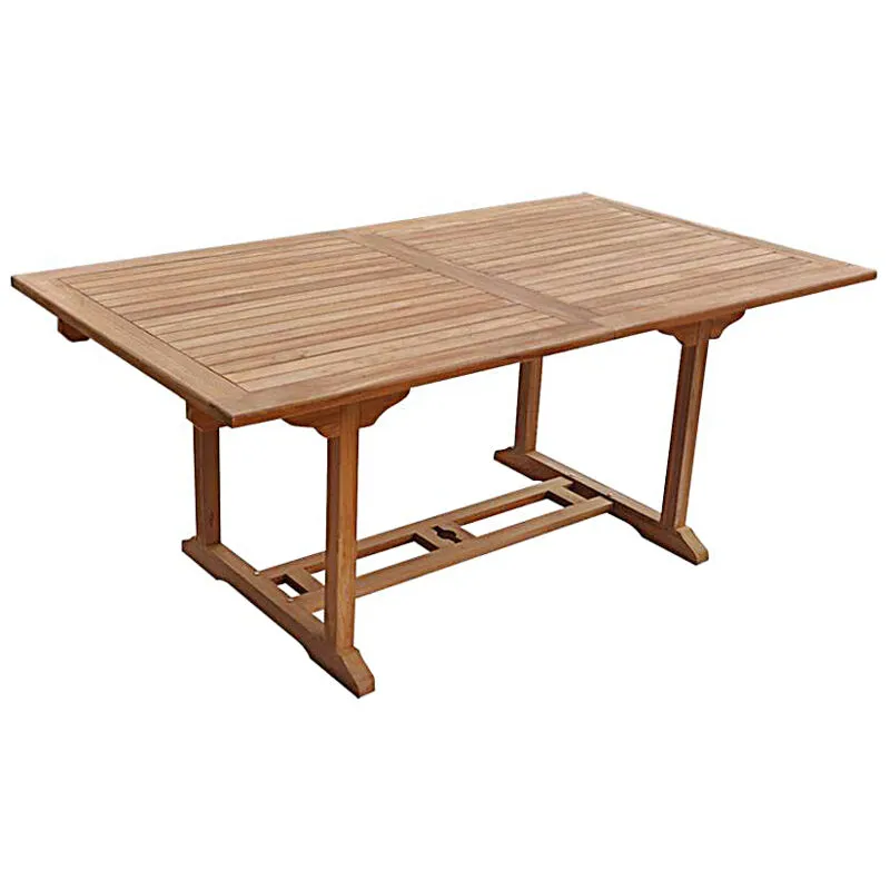 Salento - Tavolo da Giardino Rettangolare Allungabile in Teak - Lunghezza da 180 a 240 cm - Prolunga Farfalla - 8 Persone