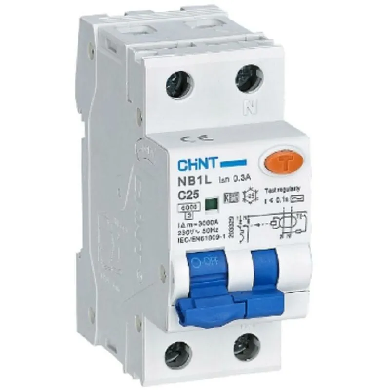 Interruttore magnetotermico differenziale nb1l2/c10-1pn-6-ac30 -int mtd 1p+n tipo ac 203293 - Chint