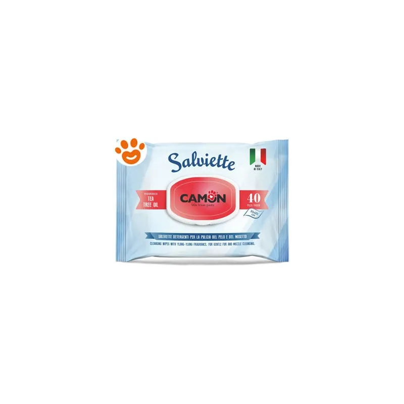 Camon - Dog & Cat Salviette Tea Tree Oil - Confezione Da 40 Salviette