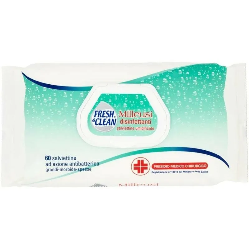 Fresh And Clean Salviette Milleuso Disinfettanti In Confezione Da 60 Pezzi