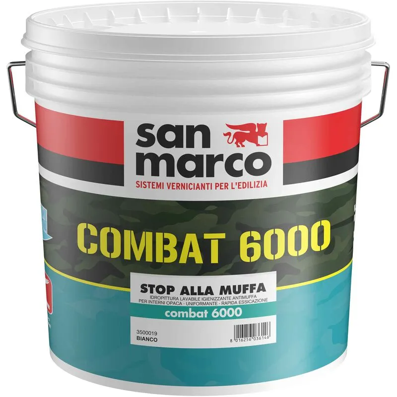 Combat 6000 pittura lavabile antimuffa per interni bianca lt 4